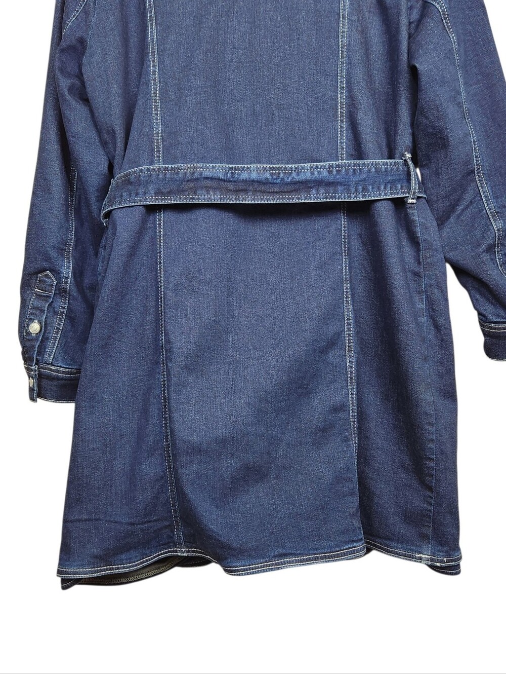 Pilcro Belted Denim Blazer Dress Anthropologie Anthro Blue Jean Womens Size L - Picture 11 of 15